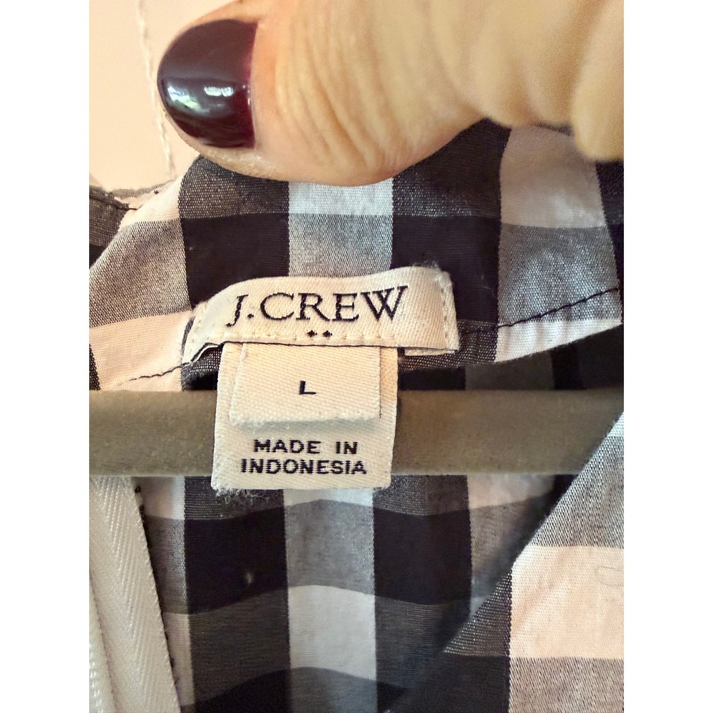 J.Crew Black & White Gingham Tie-Sleeve Ruffle Shift Dress - Excellent Condition - Picture 4 of 8